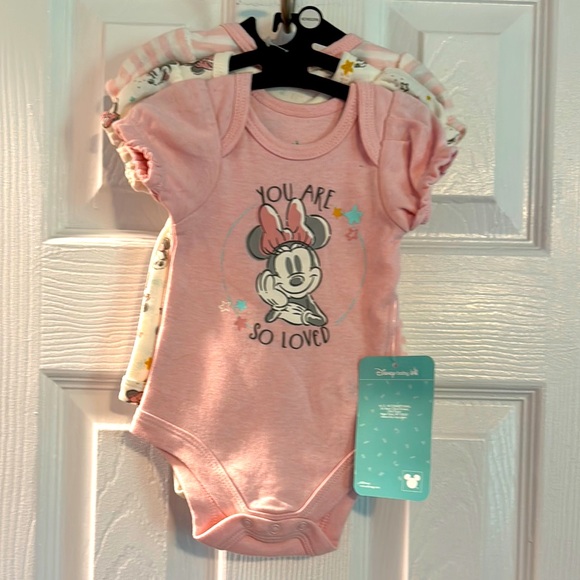Disney Other - Disney Minnie Mouse Pink Baby Onesie newborn Set NWT